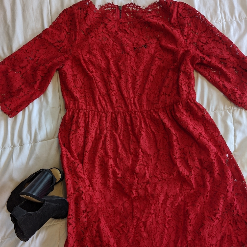 Lane Bryant Red Lace Midi-Dress Size 14